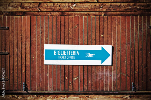 ticket office sign in Italian in vintage tone photo