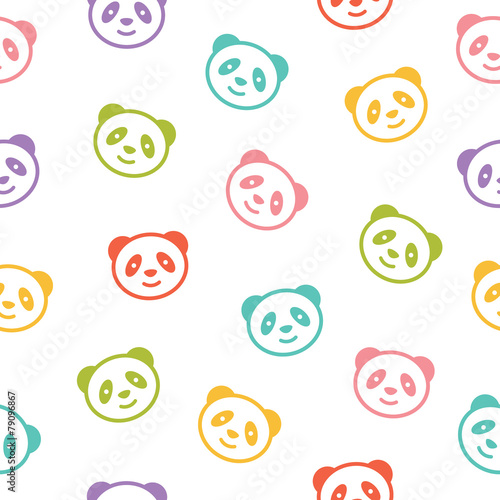 Seamless colorful pattern with panda bear. Vector illustration.