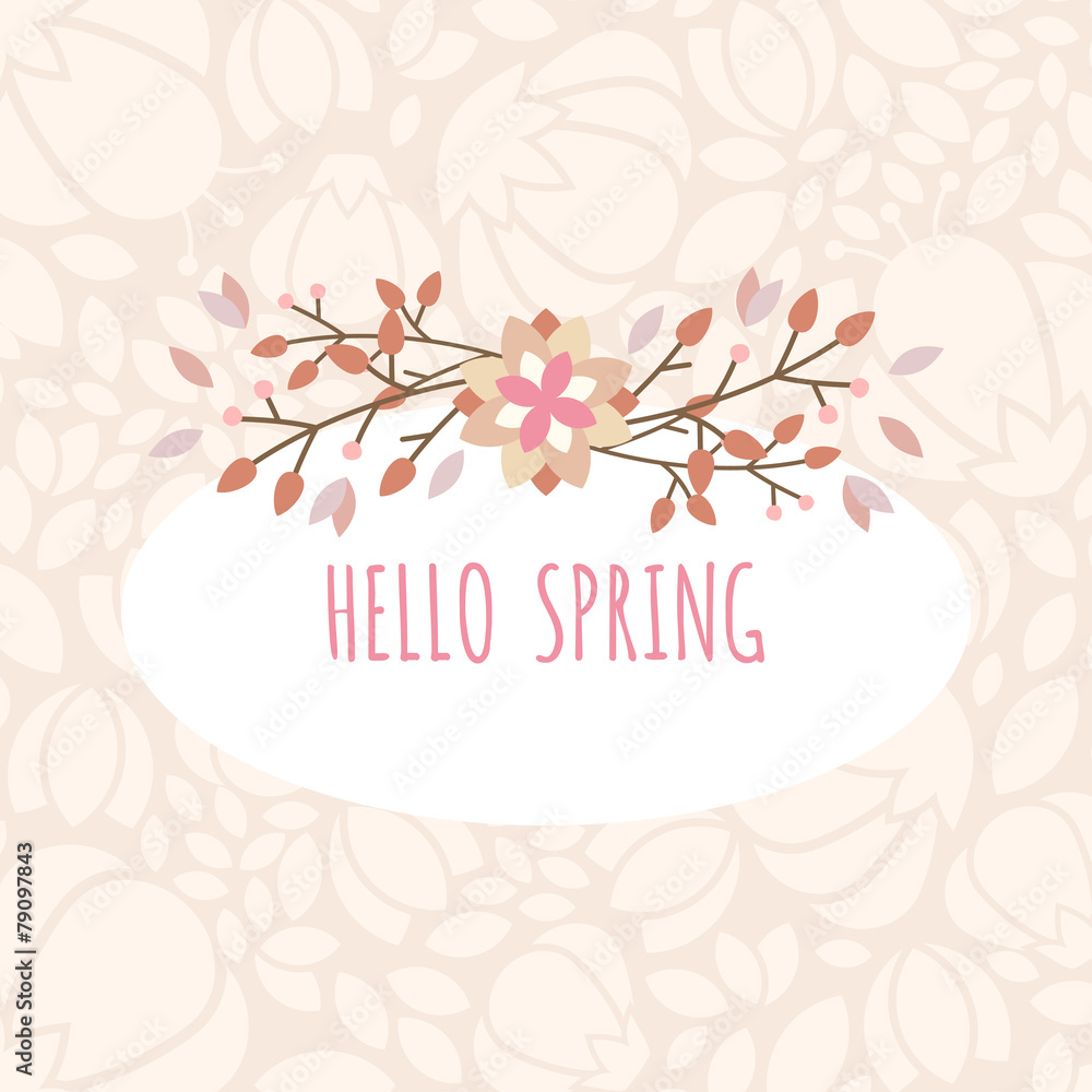 Vector illustration with template text hello spring