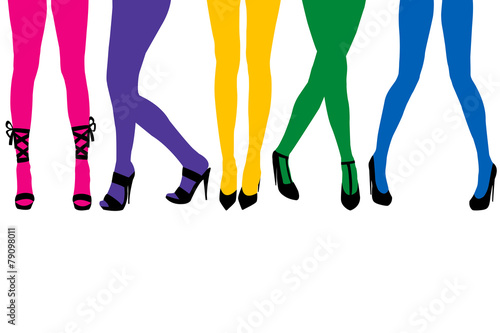 Women sexy legs with colored stocking