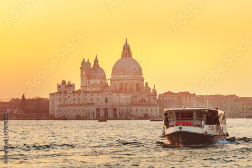 Boats on the Grand Canal in Venice Basilica of Santa Maria della