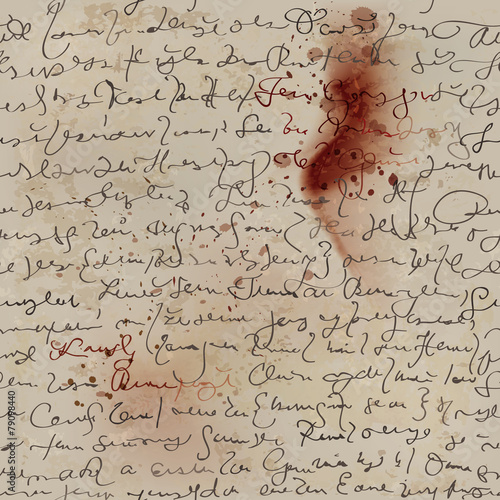 Bloody letter / Sheet of old paper with handwriting