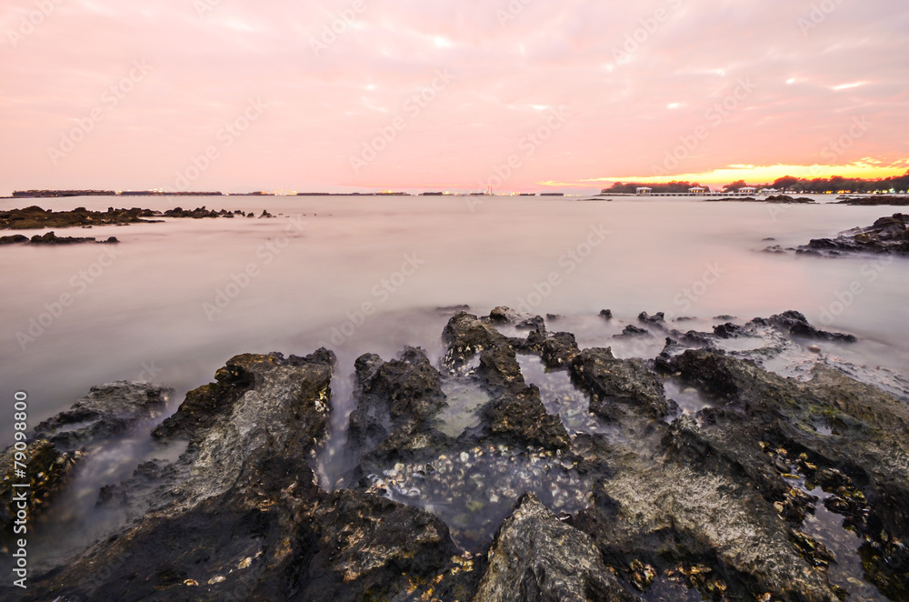 sunrise sky at beach as background