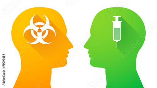 Head set with a biohazard sign and a syringe