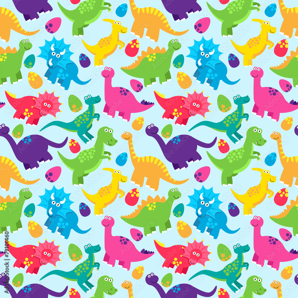 Dinosaur Seamless Tileable Vector Background Pattern 