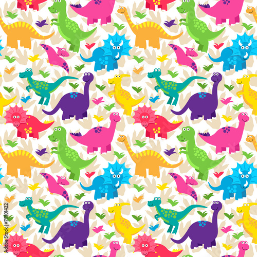 Dinosaur Seamless Tileable Vector Background Pattern 