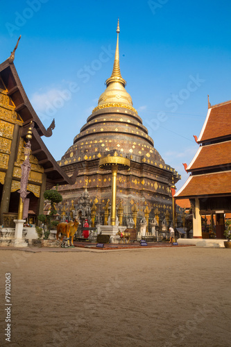 Wat Phra That Lampang Luang with blue sky  Thailand