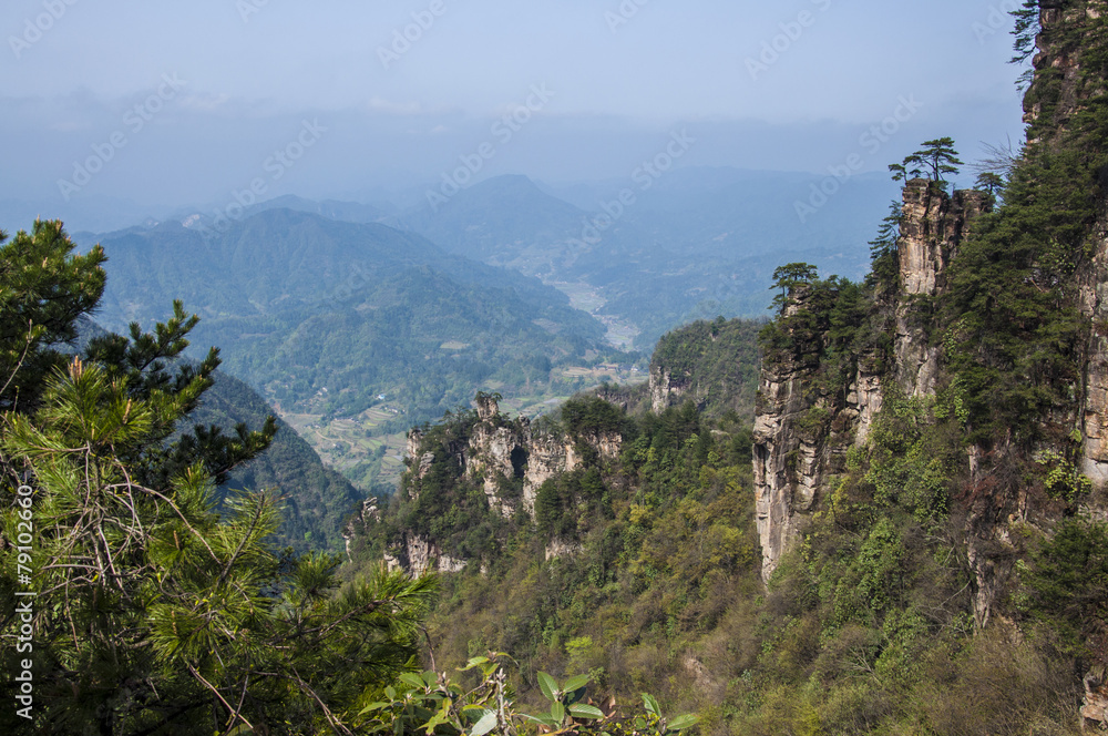 Fototapeta premium mountain view cable car china travel zhangjiajie concept
