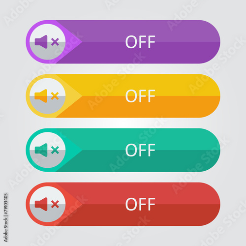 Vector flat buttons sound off