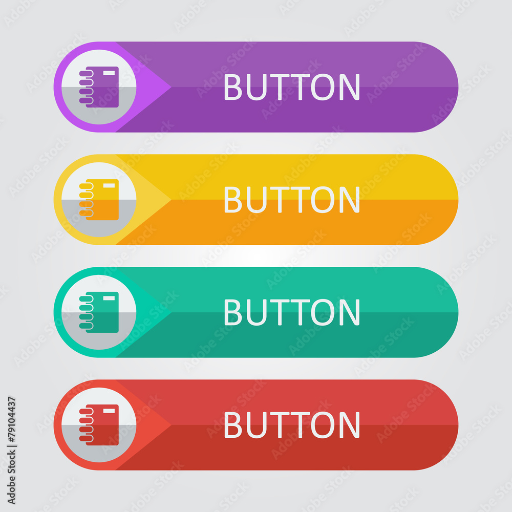 Vector flat buttons with notepad icon Vector flat buttons with notepad icon