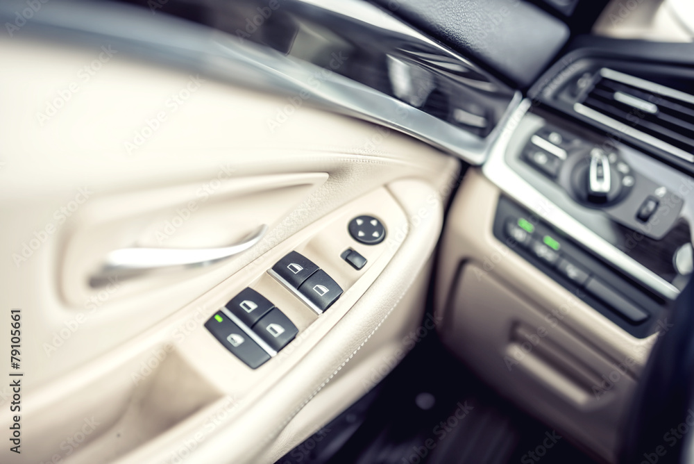 car interior details, door handle with controls and adjustments car interior details, door handle with controls and adjustments