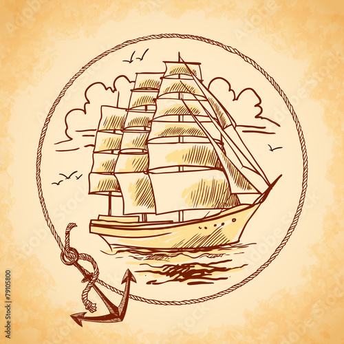 Tall ship emblem