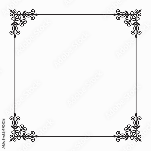 Vector Black Twirl Frame on White Background