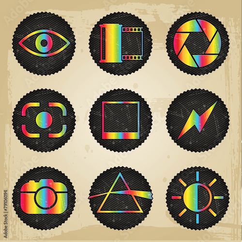 vector psychedelic photography icons