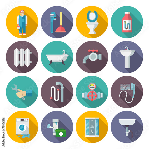 Plumbing icons set