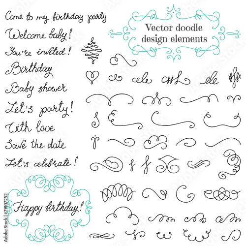 Vector doodle vintage design elements set