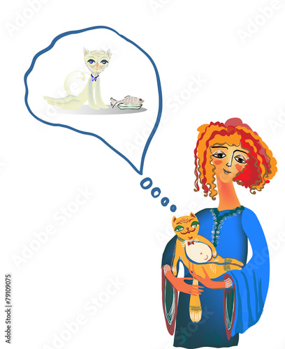 The woman holds on hands of a cat.