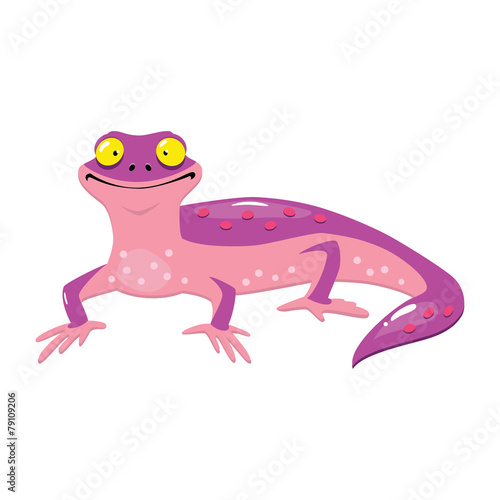 Funny cartoon lizard isolated on white
