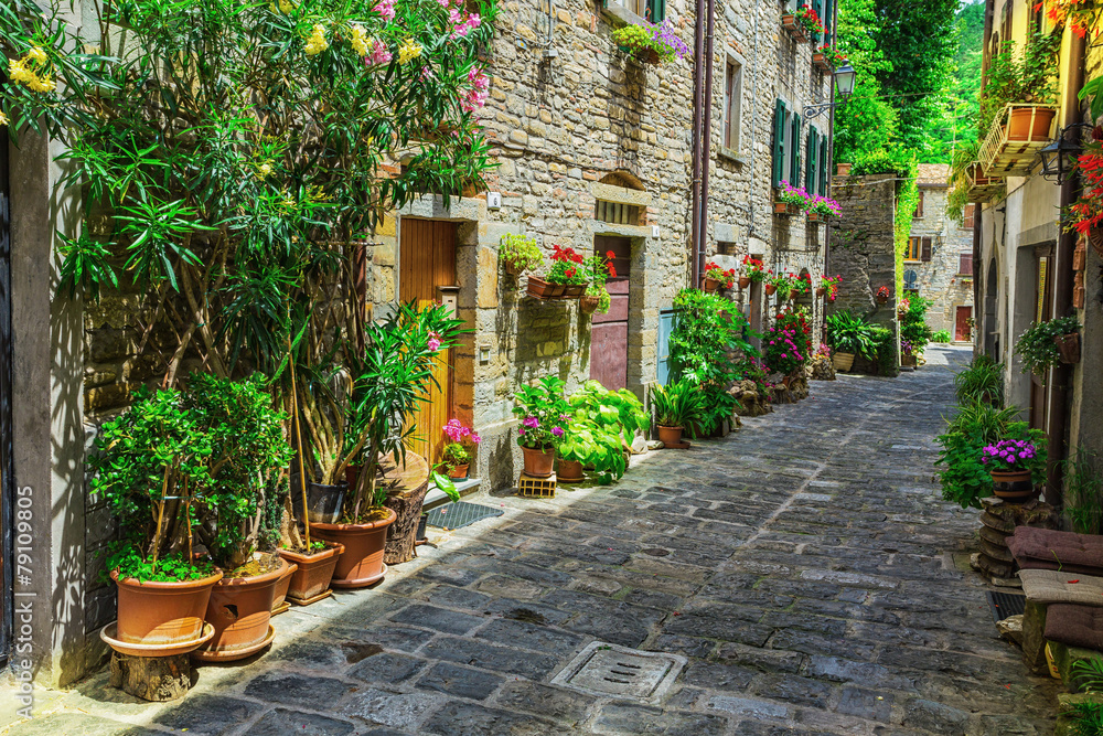 Italian street in a small provincial town of Tuscan Italian street in a small provincial town of Tuscan