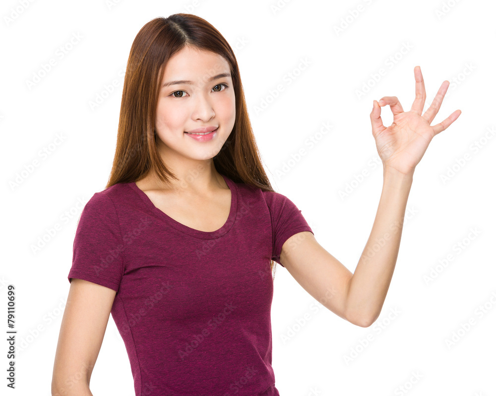 Young Woman with ok gesture