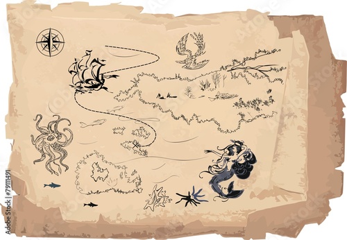Принти на полотні Old treasure map