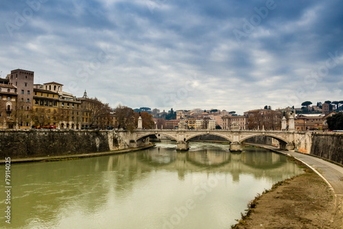 Bridge over the Tiber river in the center of Rome © Vivida Photo PC