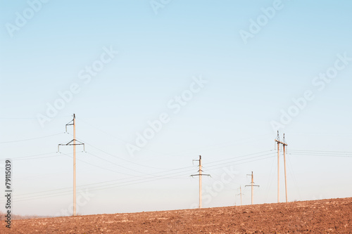 Power line. Rural landscape