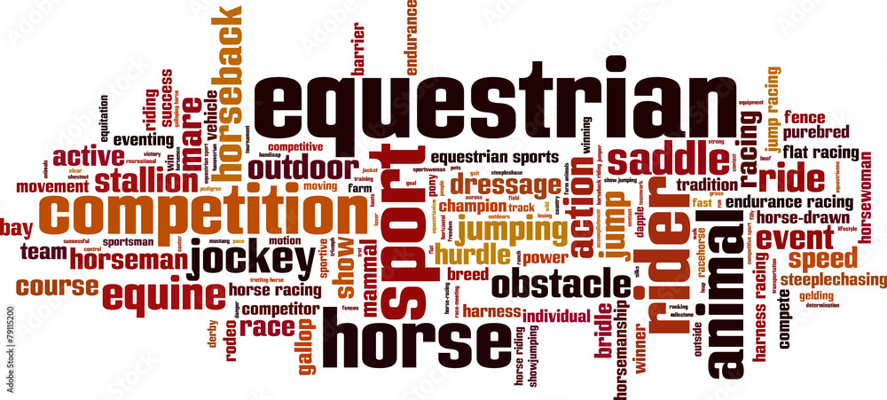 Equestrian word cloud concept. Vector illustration