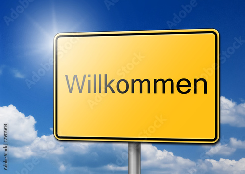 Herzlich Willkommen Schild Hintergrund