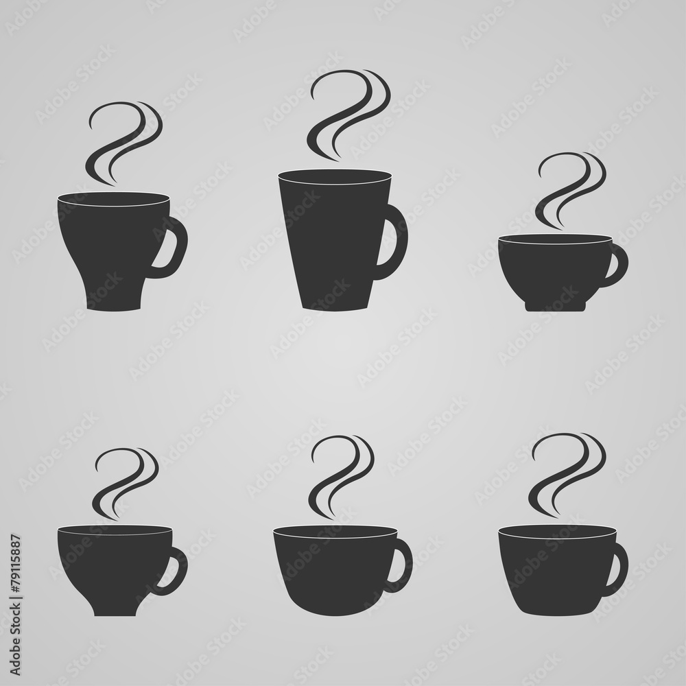Obraz premium Set of coffee cups, vector illustration