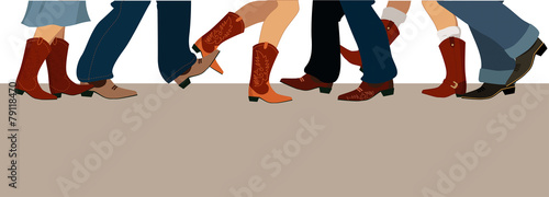 Banner with country dancers feet in cowboy boots