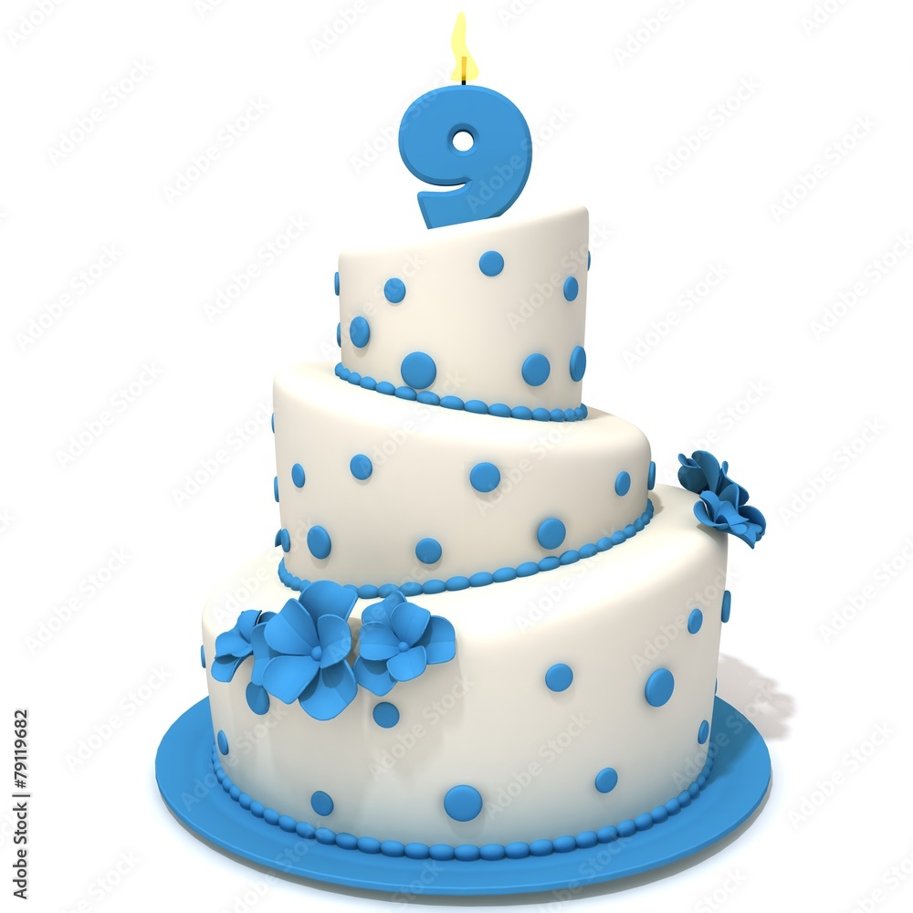 Birthday cake with number nine Birthday cake with number nine