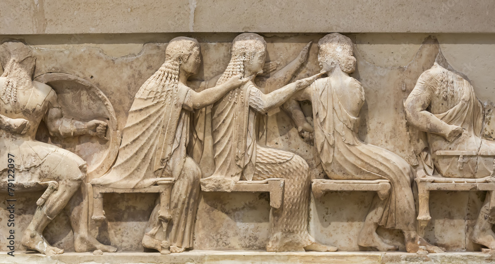 Ancient Greek Temple Frieze detail, Delhpi, Greece