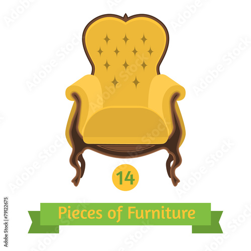 furniture, antique chair baroque, flat design