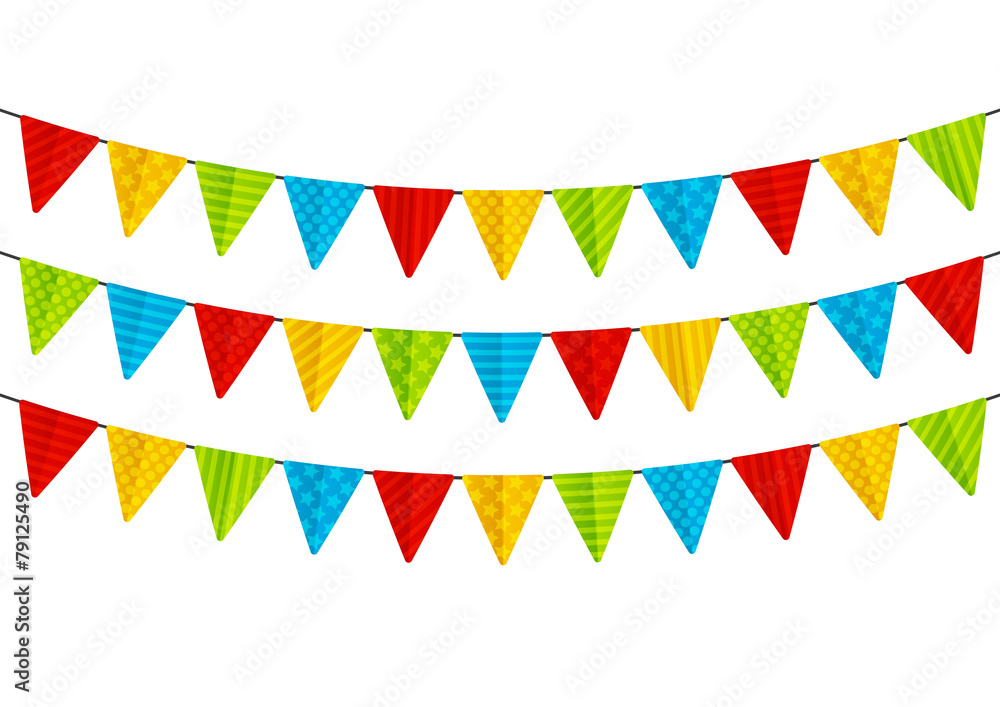 Color party flags isolated on white Color party flags isolated on white