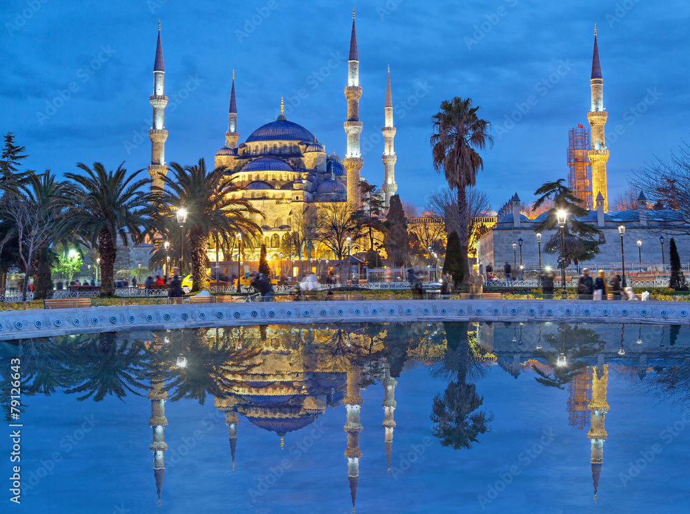 The Blue Mosque in the evening