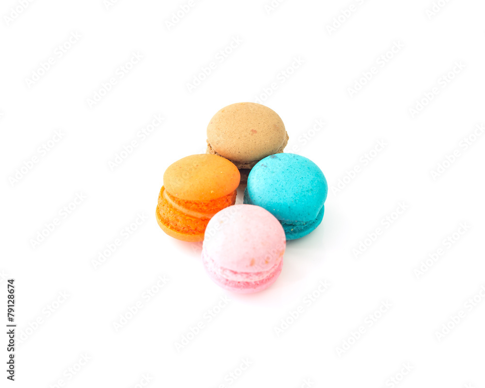 Colorful Macaroons isolated on white background- selective focus Colorful Macaroons isolated on white background- selective focus