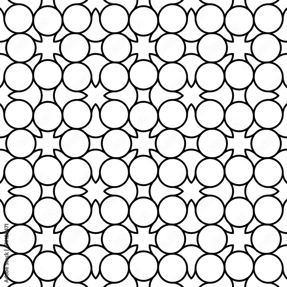 Naklejka premium Black and white geometric seamless pattern with line and circle,