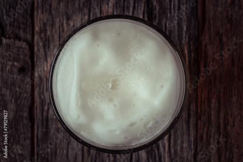 Top View of Foam on a Pint of Beer