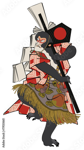 歌川豊国 姿八景 市川団十郎 心猿の秋の月のイメージイラスト