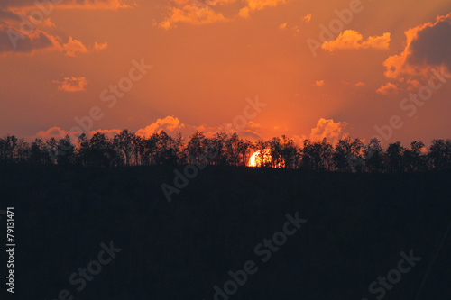 orange sunset on mountain