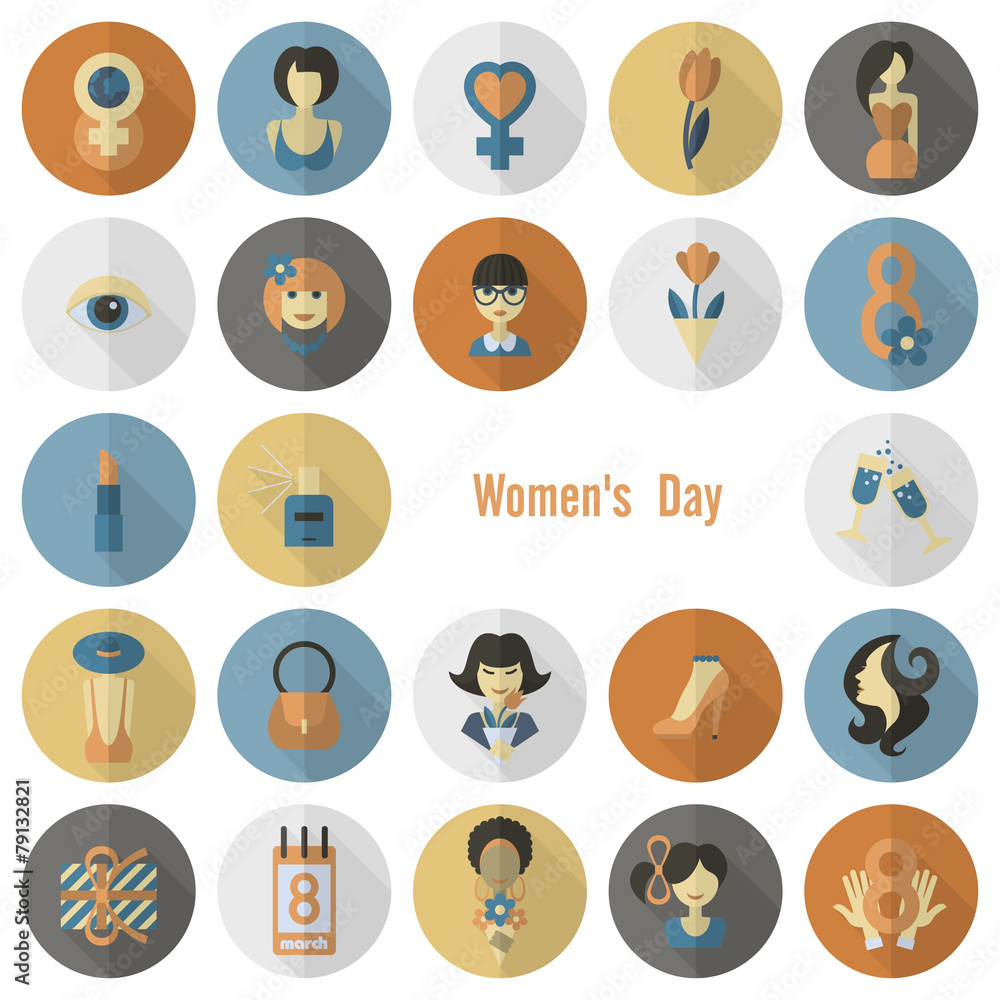 Womans Day Icon Set Womans Day Icon Set