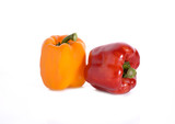 red yellow bell pepper isolated on white background