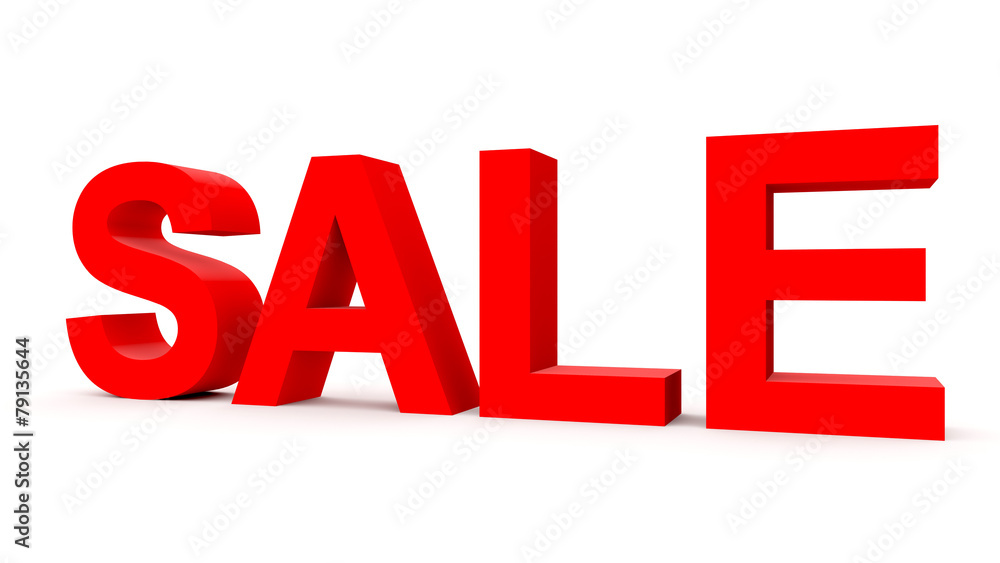 SALE - red 3d letters isolated on white SALE - red 3d letters isolated on white