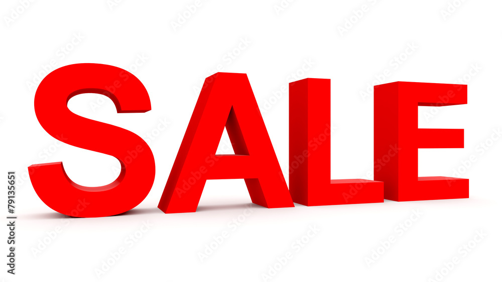 SALE - red 3d letters isolated on white