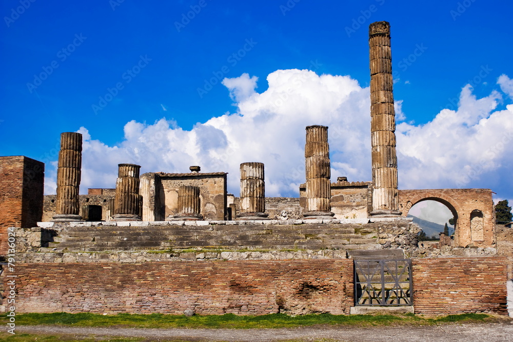 The temple of Jupiter, archeological excavations of Pompeii