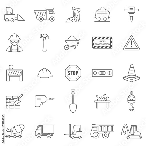 Construction line icons set.Vector
