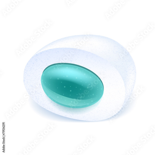 Realistick chewing gum pellet with filling.