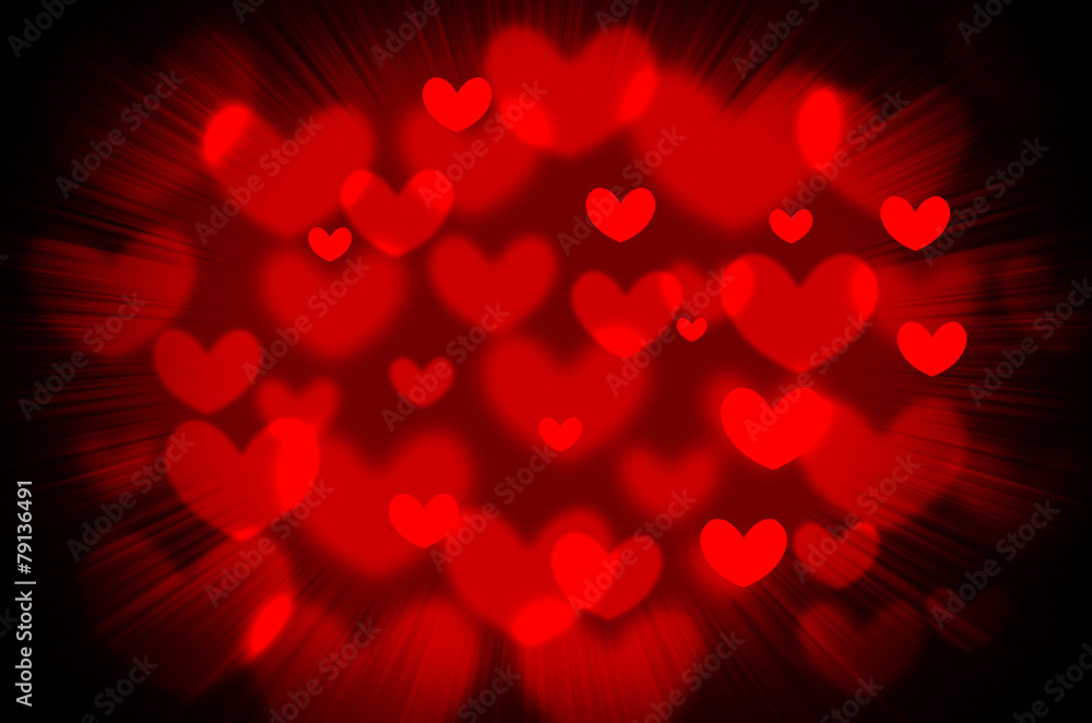 Red heart Christmas bokeh background Red heart Christmas bokeh background
