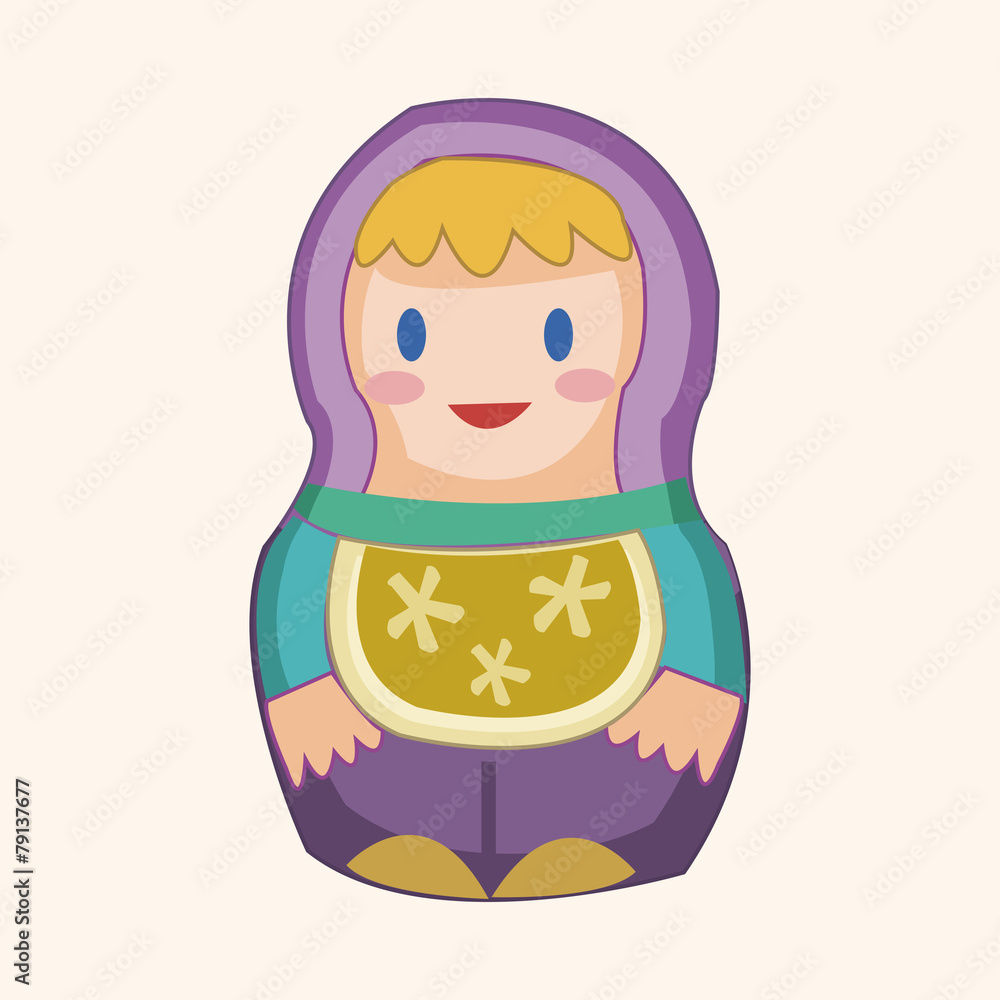 Matryoshka , Russian traditional wooden doll, vector pattern, el